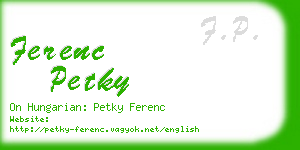 ferenc petky business card